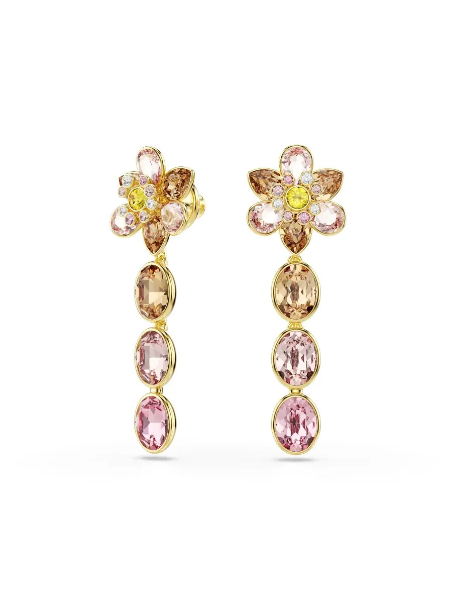 Серьги-подвески Idyllia с позолоченным покрытием Swarovski — изображение 2 из 5, оттенок розовый
