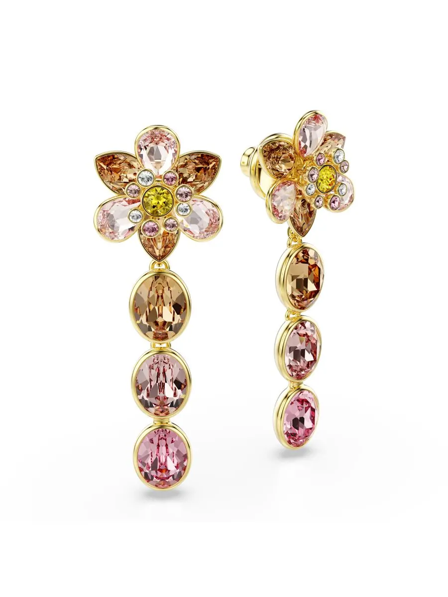 Серьги-подвески Idyllia с позолоченным покрытием Swarovski — изображение 3 из 5, оттенок розовый