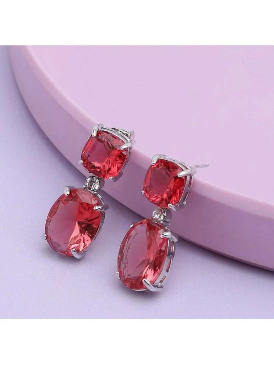 Серьги-подвески Lady Drop SOHI — изображение 3 из 5, оттенок красный