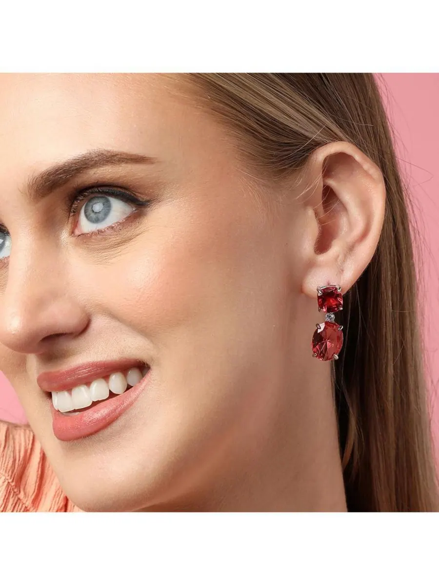 Серьги-подвески Lady Drop SOHI — изображение 4 из 5, оттенок красный
