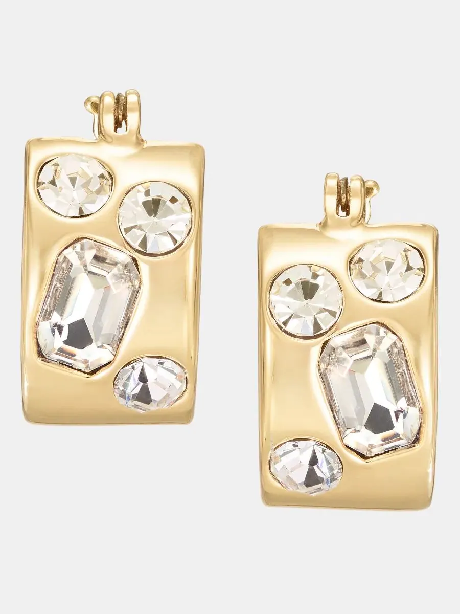 Маленькие серьги-кольца с кристаллами, 1 см Karl Lagerfeld Paris — изображение 1 из 4, оттенок белый