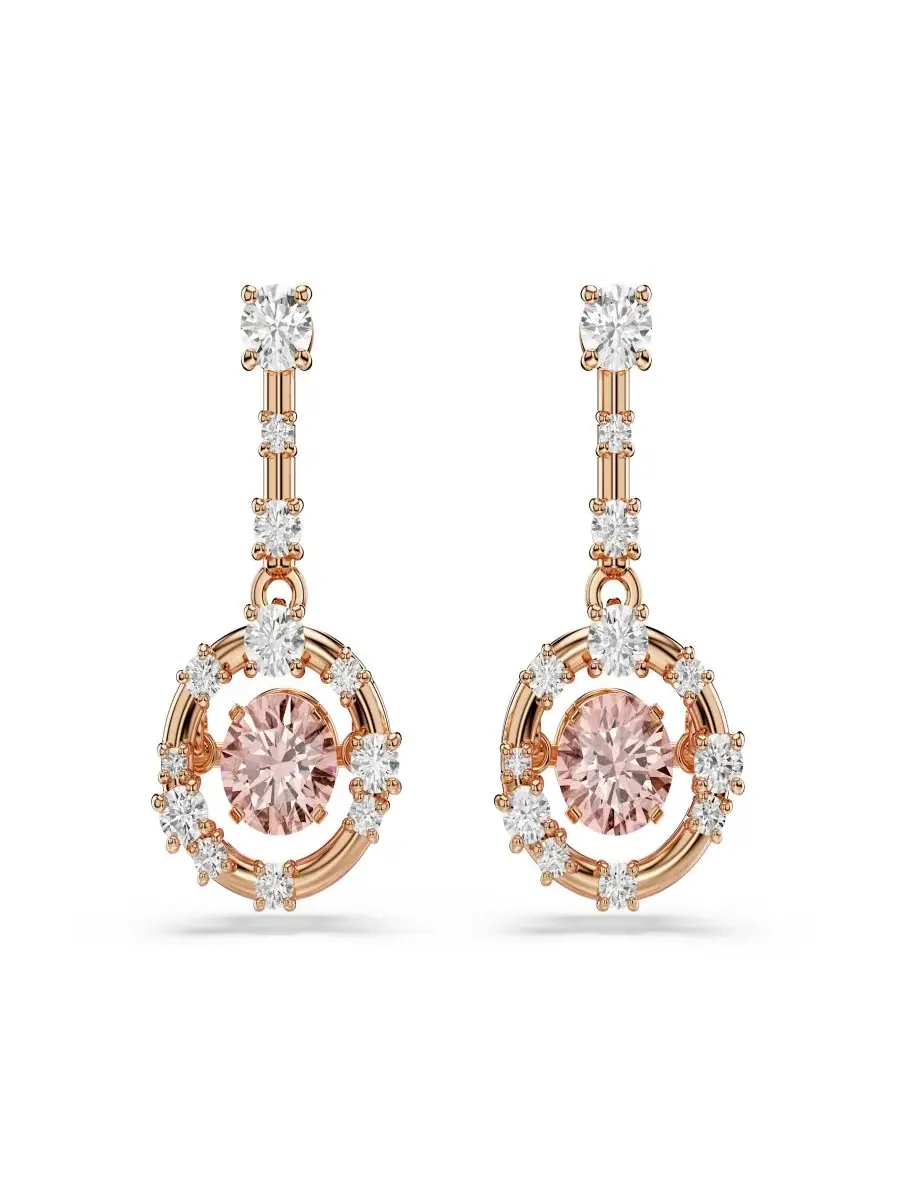 Серьги-подвески с кристаллами Swarovski — изображение 1 из 5, оттенок розовый золотистый