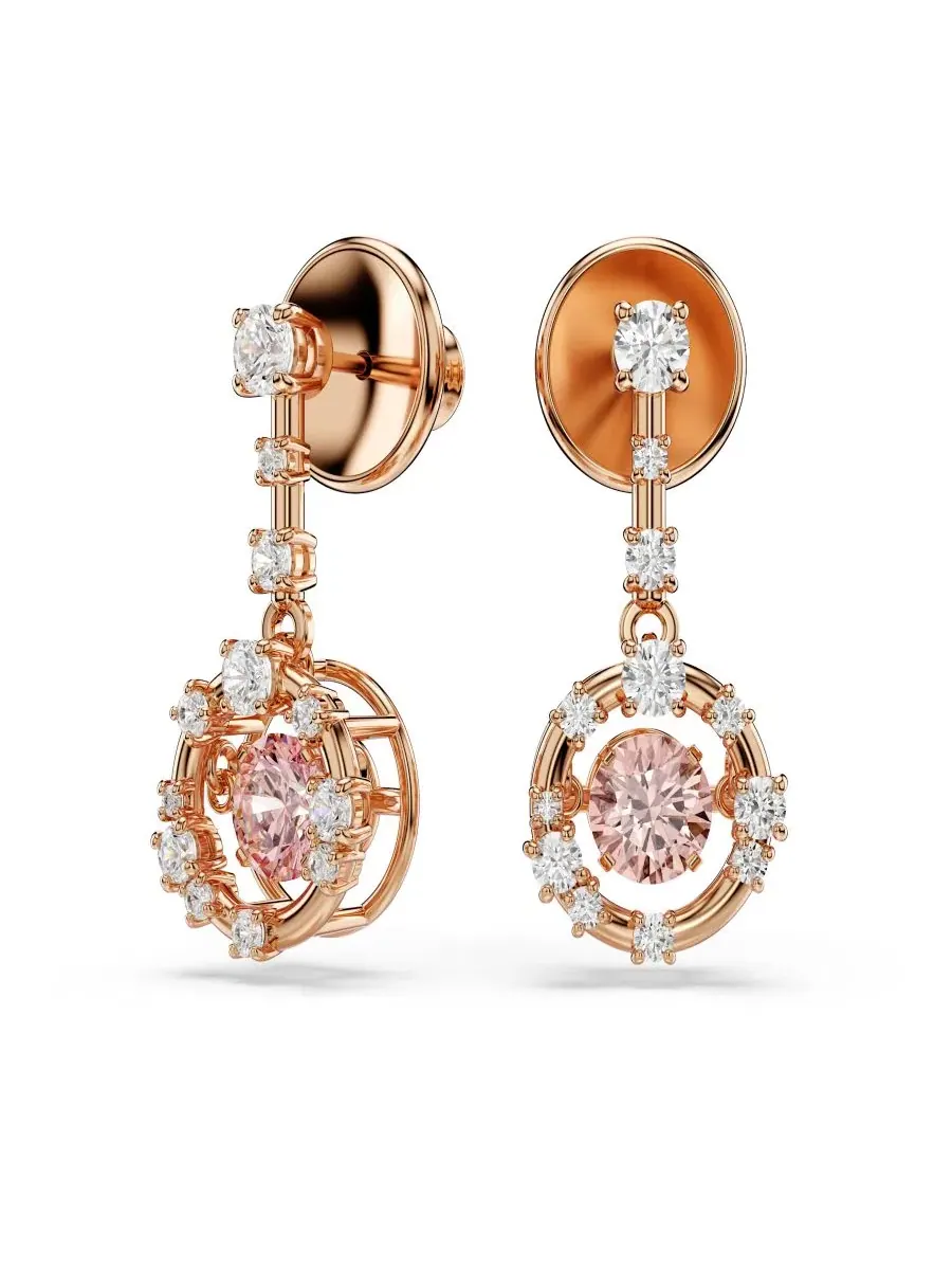 Серьги-подвески с кристаллами Swarovski — изображение 2 из 5, оттенок розовый золотистый