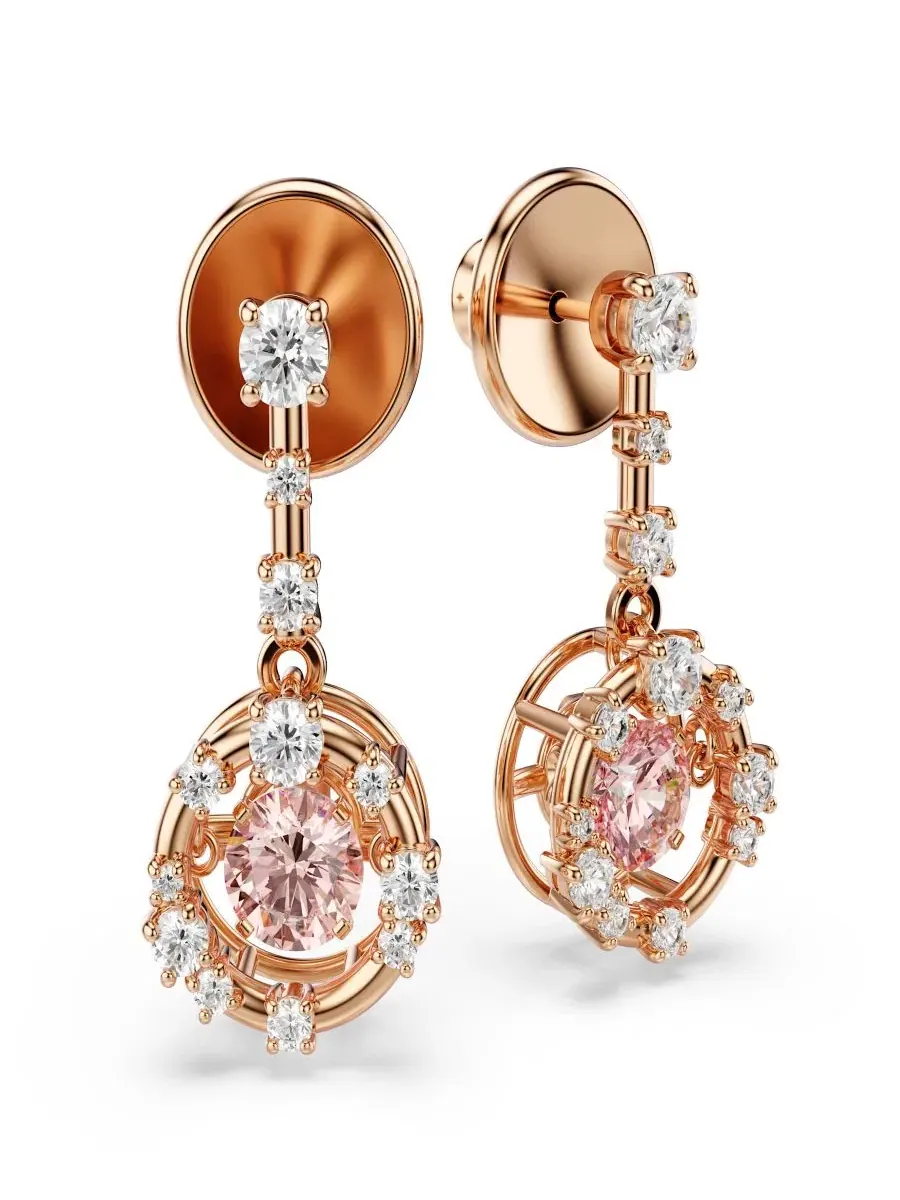 Серьги-подвески с кристаллами Swarovski — изображение 3 из 5, оттенок розовый золотистый