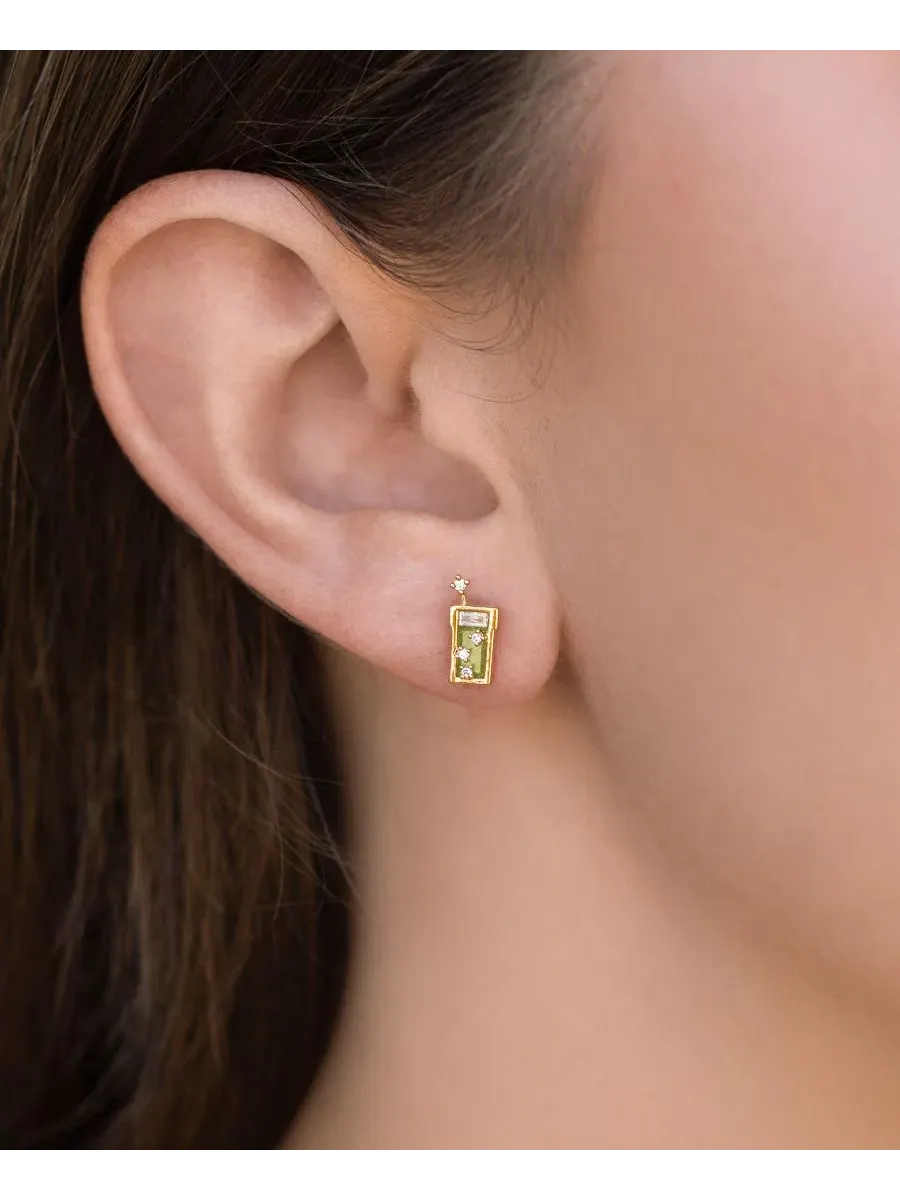 Серьги-пусеты с кристаллами Matcha Studs Girls Crew — изображение 3 из 3, оттенок золото