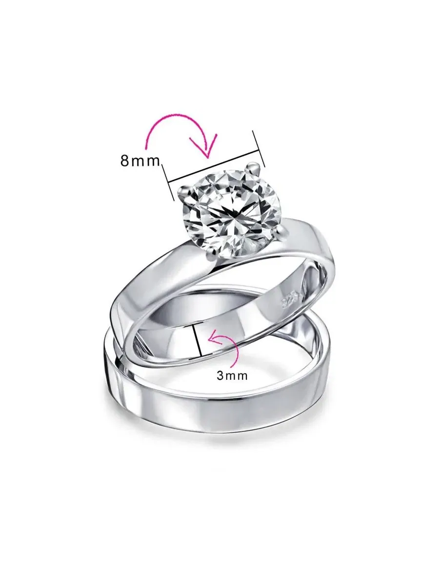 Кольцо-солитер с кубическим цирконием, серебро 925 пробы, полированное Bling Jewelry — изображение 2 из 3, оттенок серебряный