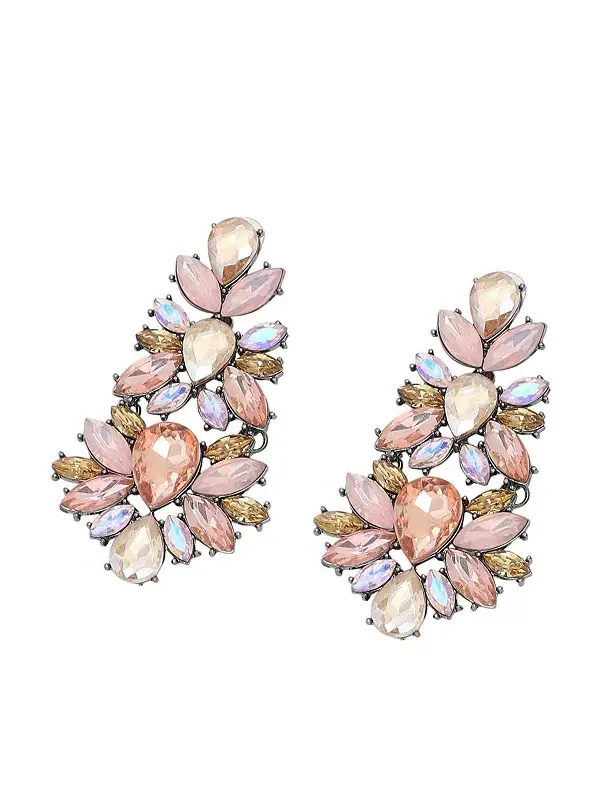 Серьги-Капли с камнями Sohi — изображение 1 из 4, оттенок розовый