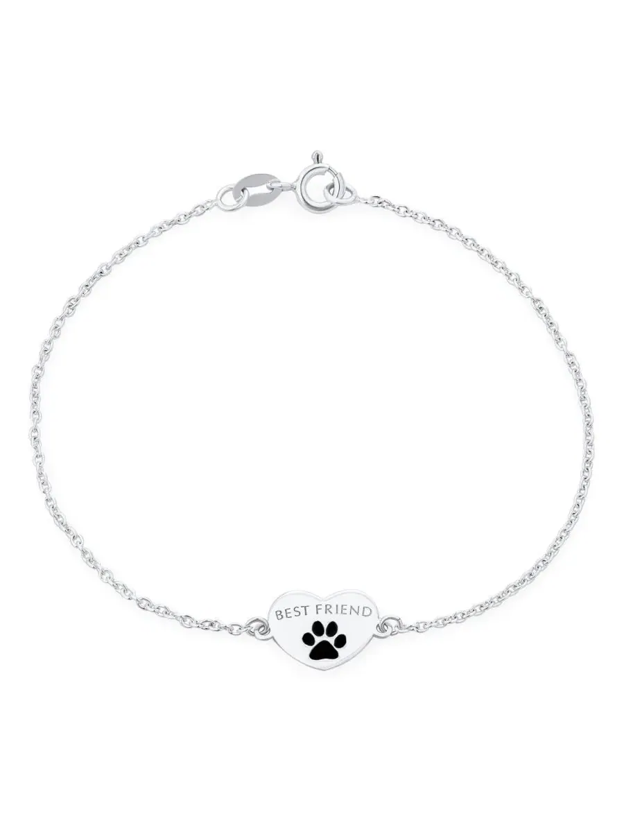 Браслет-шарм с лапками, модель Dog Paw Print Bling Jewelry — изображение 1 из 4, оттенок серебристый черный