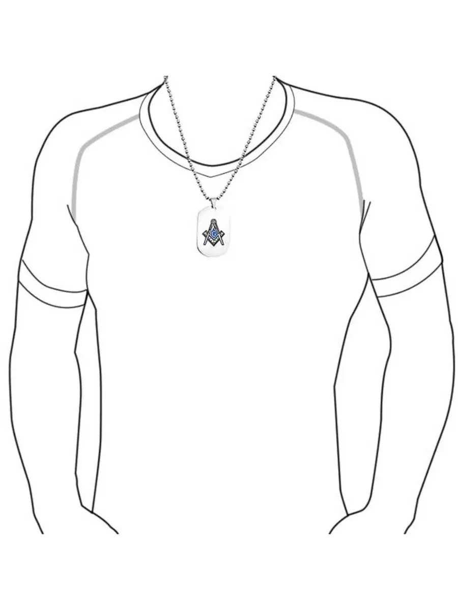 Кулон-жетон с масонским компасом на цепочке Bling Jewelry — изображение 4 из 5, оттенок синий