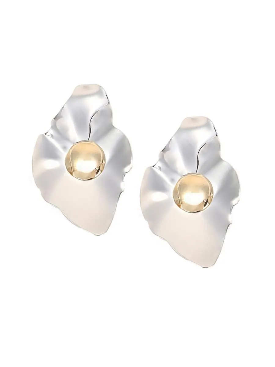 Женские серьги-подвески The Techno-Flora Statement Earrings - Chrome Silver SOHI — изображение 1 из 6, оттенок серебряный