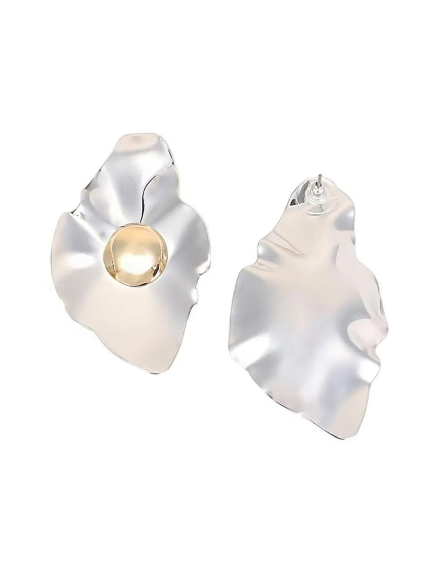 Женские серьги-подвески The Techno-Flora Statement Earrings - Chrome Silver SOHI — изображение 5 из 6, оттенок серебряный