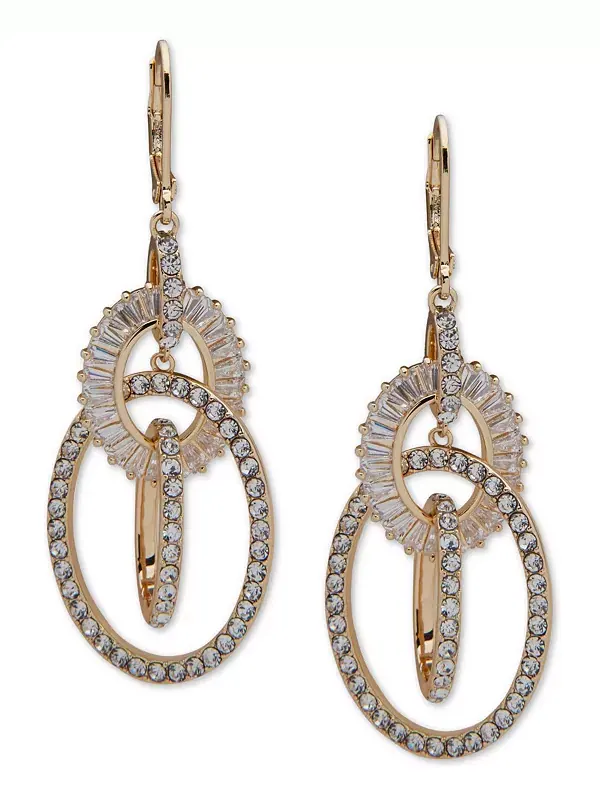 Серьги-Подвески с кристаллами золотистого оттенка Anne Klein — изображение 1 из 2, оттенок прозрачный