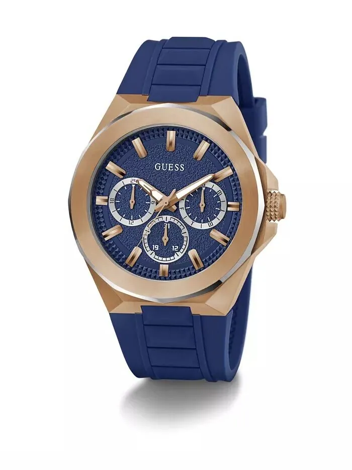 Мужские многофункциональные синие силиконовые часы 46 мм GUESS — изображение 2 из 7, оттенок синий
