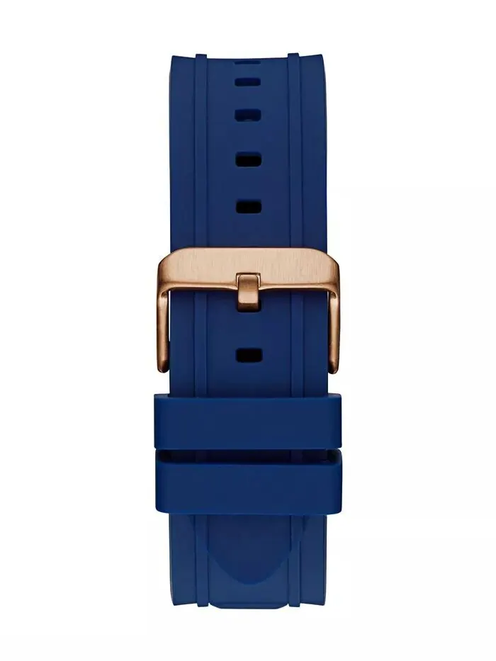 Мужские многофункциональные синие силиконовые часы 46 мм GUESS — изображение 4 из 7, оттенок синий