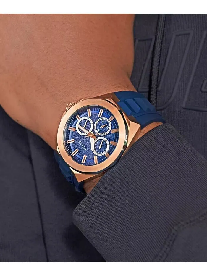 Мужские многофункциональные синие силиконовые часы 46 мм GUESS — изображение 5 из 7, оттенок синий