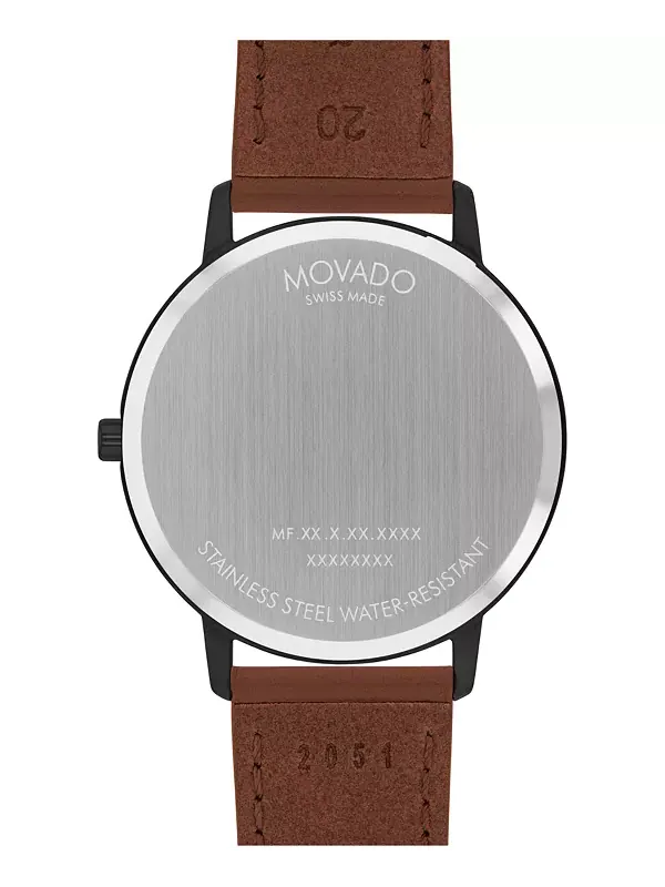 Швейцарские кварцевые часы Movado 41 мм из коньячной кожи — изображение 2 из 3, оттенок коричневый