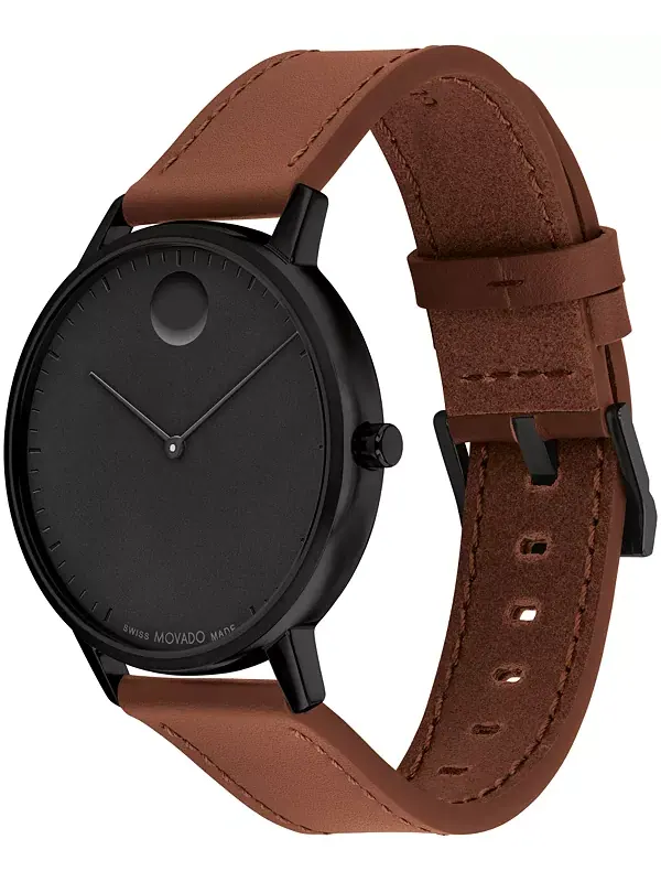 Швейцарские кварцевые часы Movado 41 мм из коньячной кожи — изображение 3 из 3, оттенок коричневый