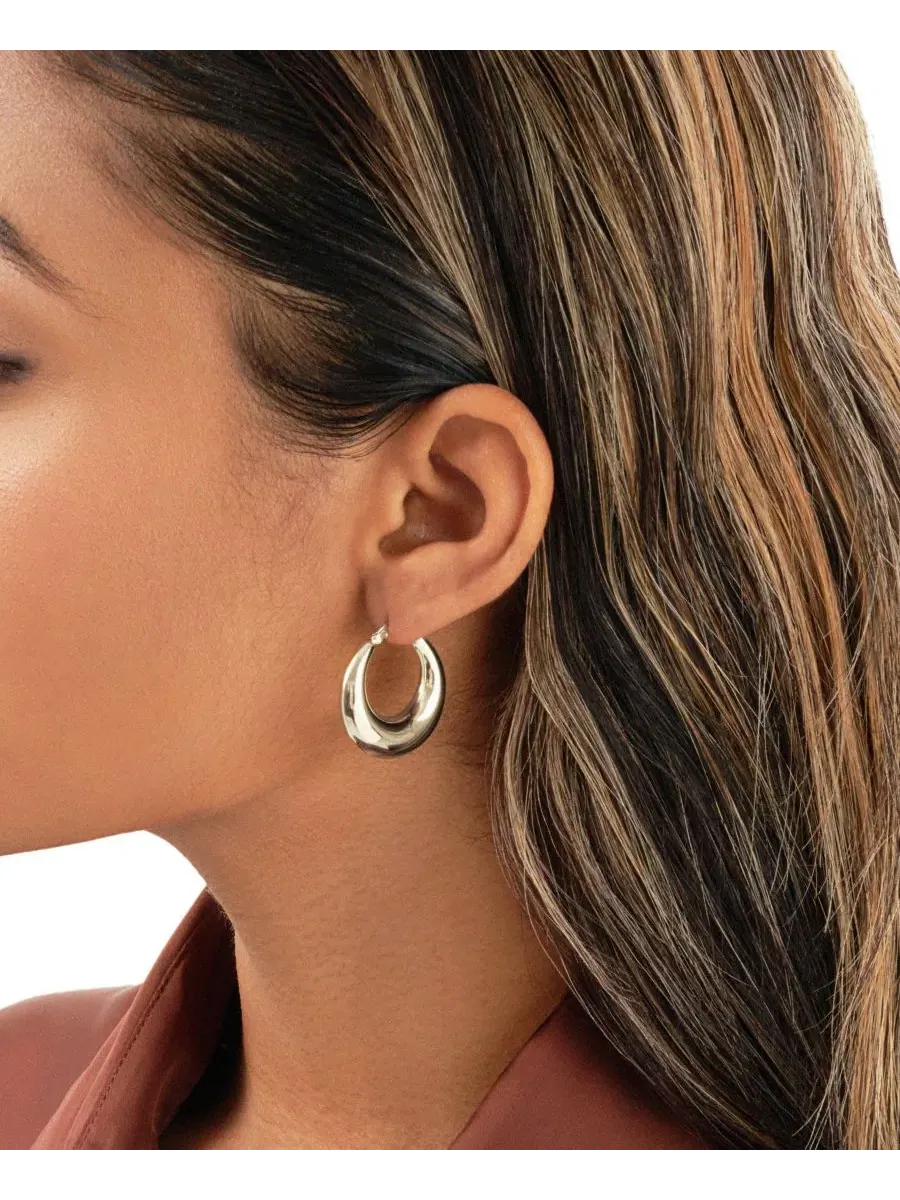 Серьги-кольца с градуированным диаметром Sterling Forever — изображение 3 из 3, оттенок серебристый