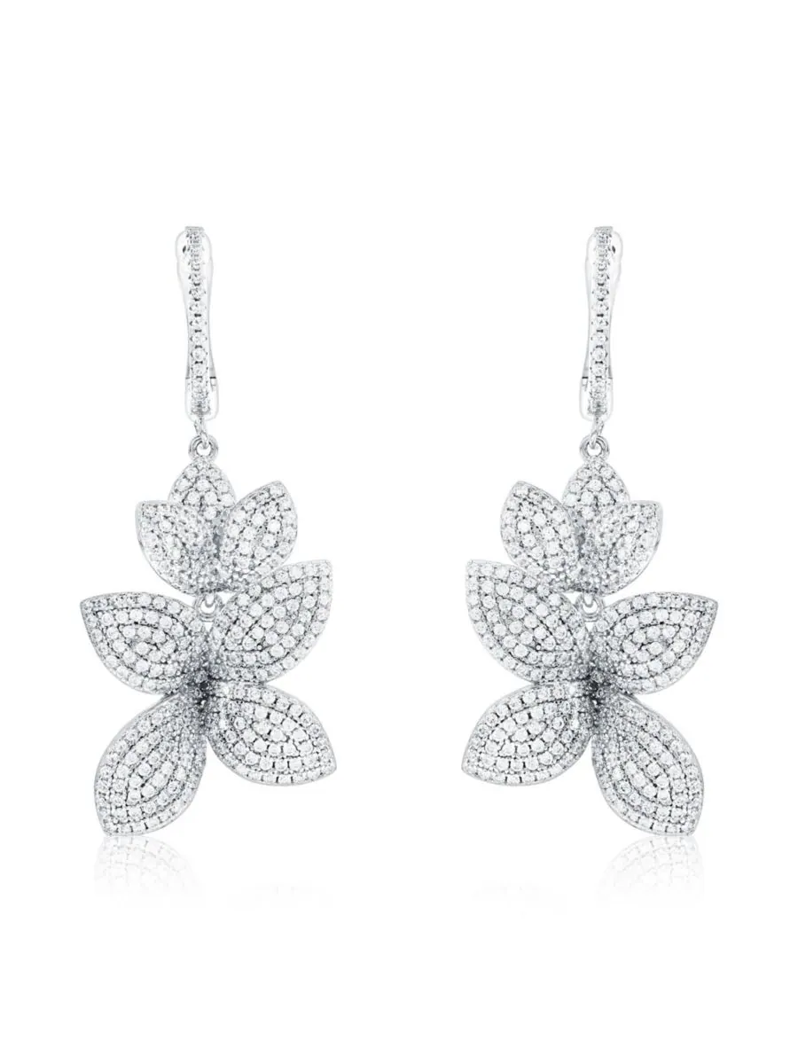 Серьги-подвески Suzy Levian из стерлингового серебра с кубическим цирконием, крупные, в виде — изображение 1 из 4