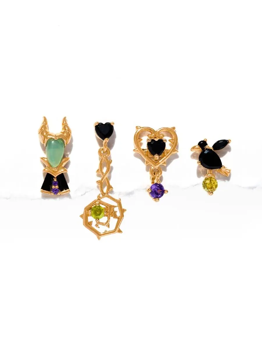 Серьги-пусеты с кристаллами Disney Maleficent Girls Crew — изображение 1 из 3, оттенок золото