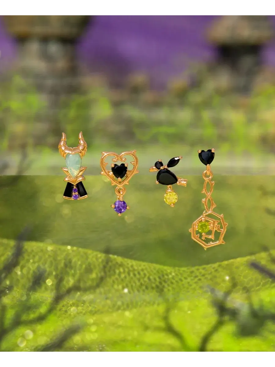 Серьги-пусеты с кристаллами Disney Maleficent Girls Crew — изображение 3 из 3, оттенок золото