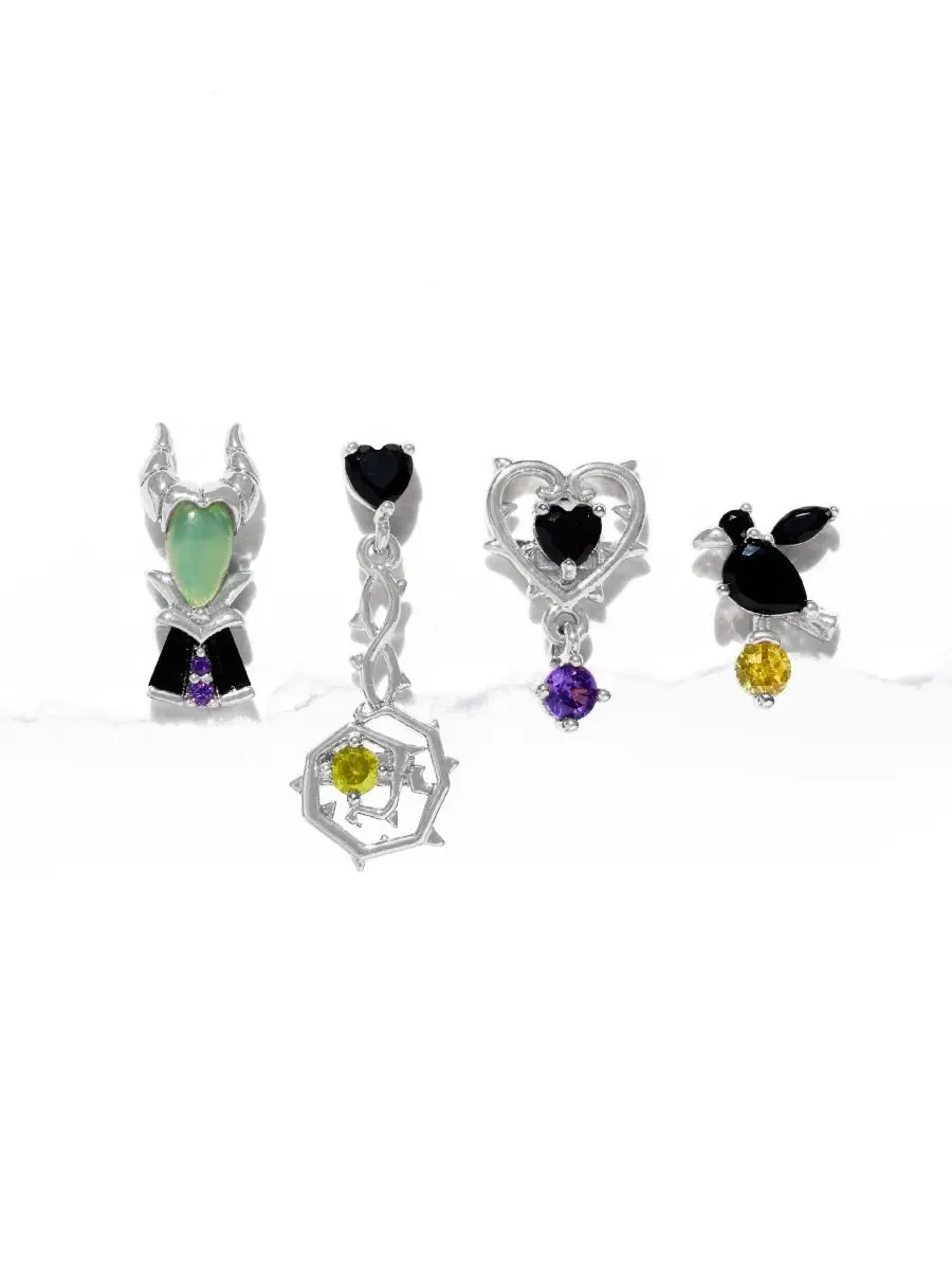Комплект серег с кубическим цирконием Crystal Disney Maleficent Girls Crew — изображение 1 из 2, оттенок серебряный