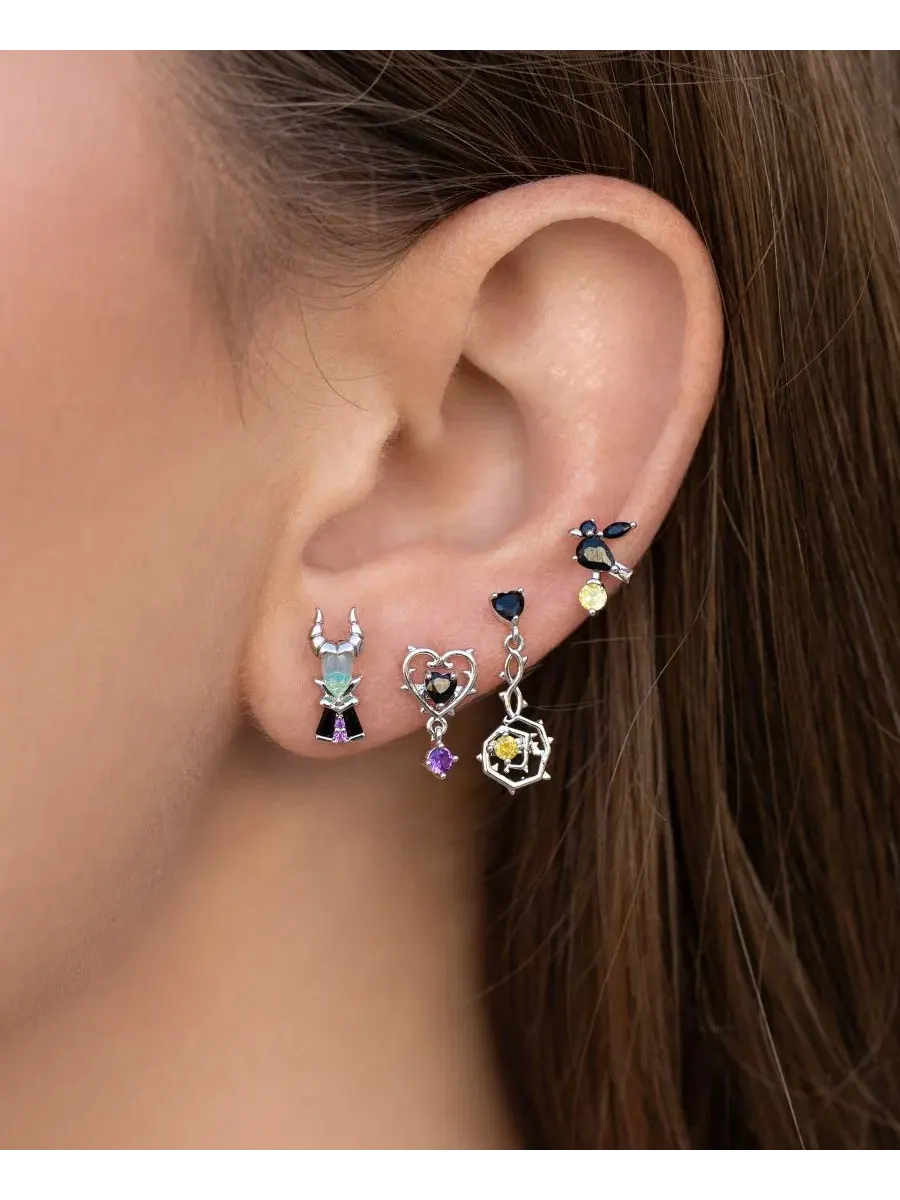 Комплект серег с кубическим цирконием Crystal Disney Maleficent Girls Crew — изображение 2 из 2, оттенок серебряный