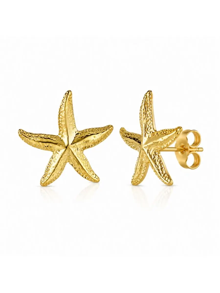 Серьги-гвоздики с морской звездой Coastal Starfish Dloria — изображение 1 из 3, оттенок золото