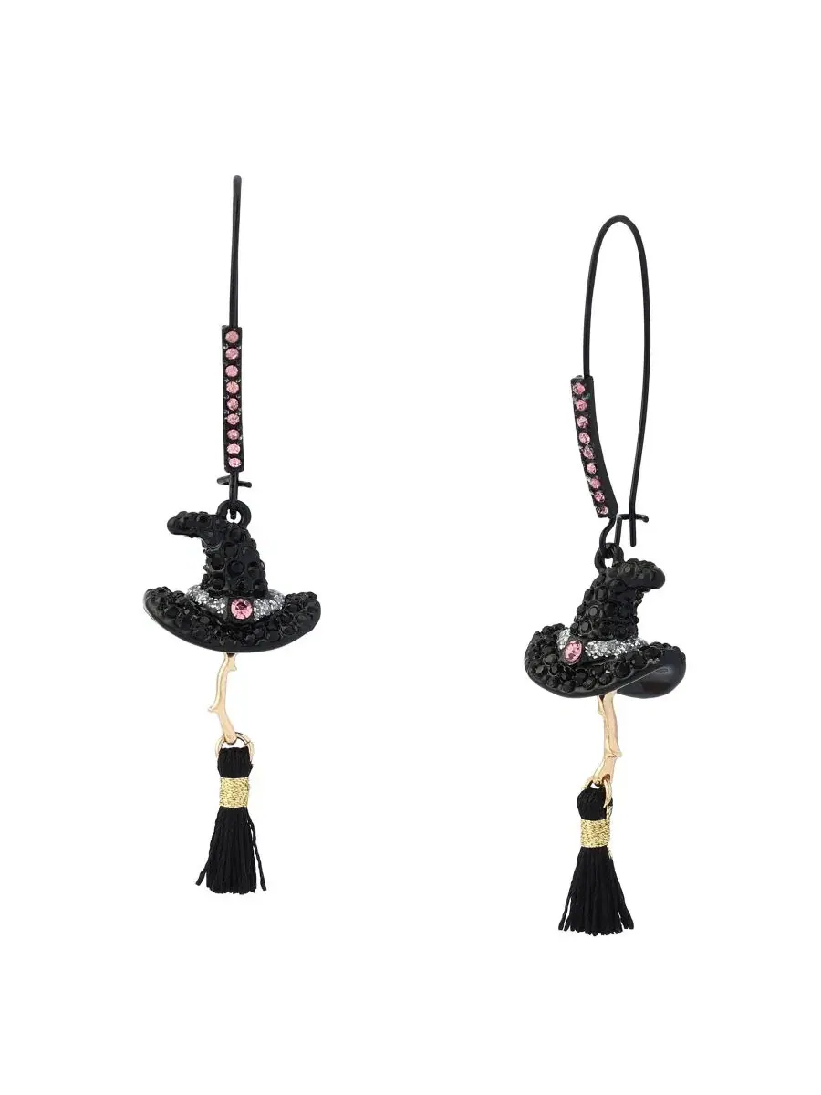 Серьги с подвеской в виде шляпы ведьмы и метлы Faux-Stone Pretty Spooky Witchy Hat Broomstick — изображение 1 из 3
