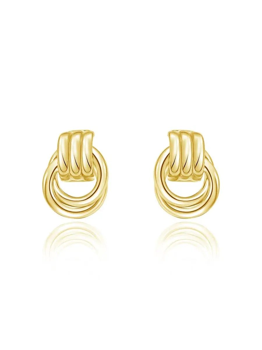 Серьги-гвоздики с молоточком из серебра с позолотой 14K The Lovery — изображение 3 из 3, оттенок золотистый-серебристый