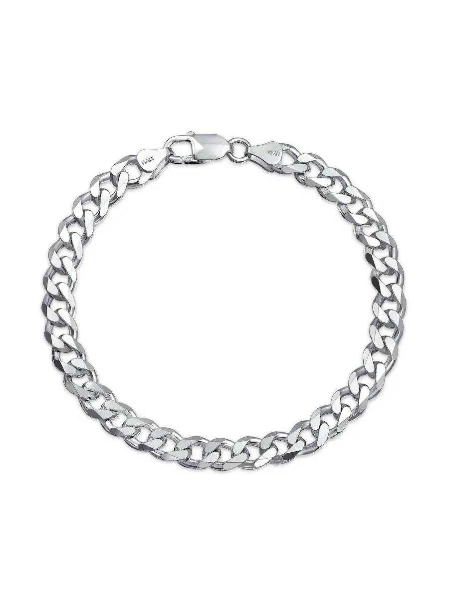 Мужской браслет-цепь 8 мм из стерлингового серебра .925, 9 дюймов Bling Jewelry — изображение 1 из 3, оттенок серебряный