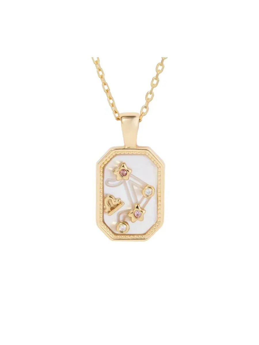 Кулон-подвеска с зодиакальным созвездием и камнем рождения Birthstone Zodiac Pendant Necklace