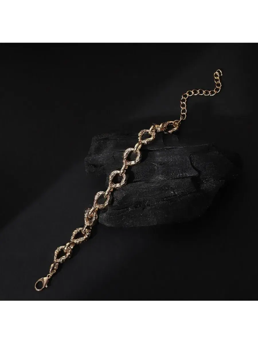 Браслет-цепочка с шарообразными звеньями The Hammered Orb-Link Chain Bracelet SOHI — изображение 2 из 7, оттенок золото