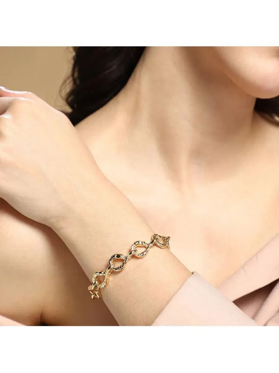 Браслет-цепочка с шарообразными звеньями The Hammered Orb-Link Chain Bracelet SOHI — изображение 3 из 7, оттенок золото