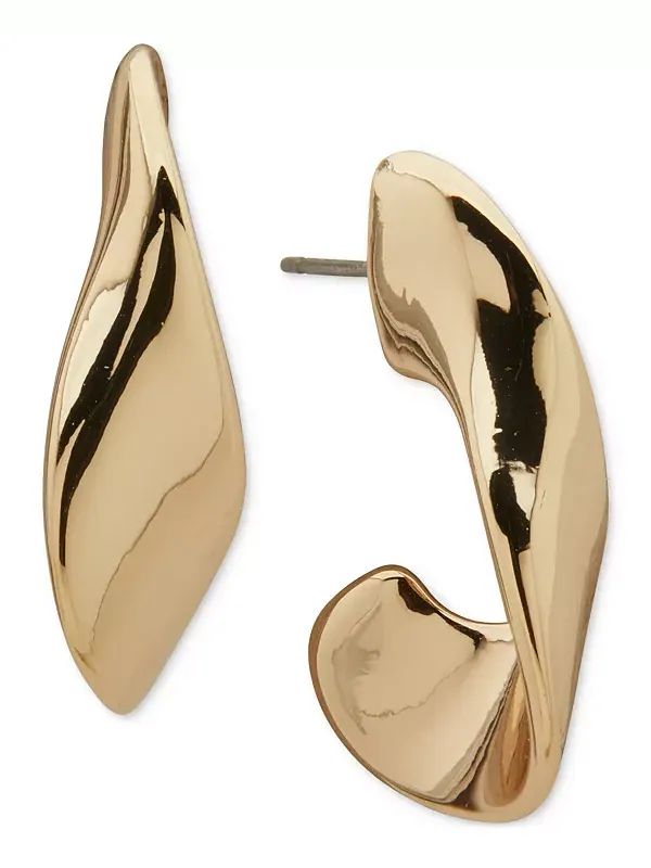 Большие витые серьги-кольца золотистого оттенка Anne Klein — изображение 1 из 2, оттенок золото