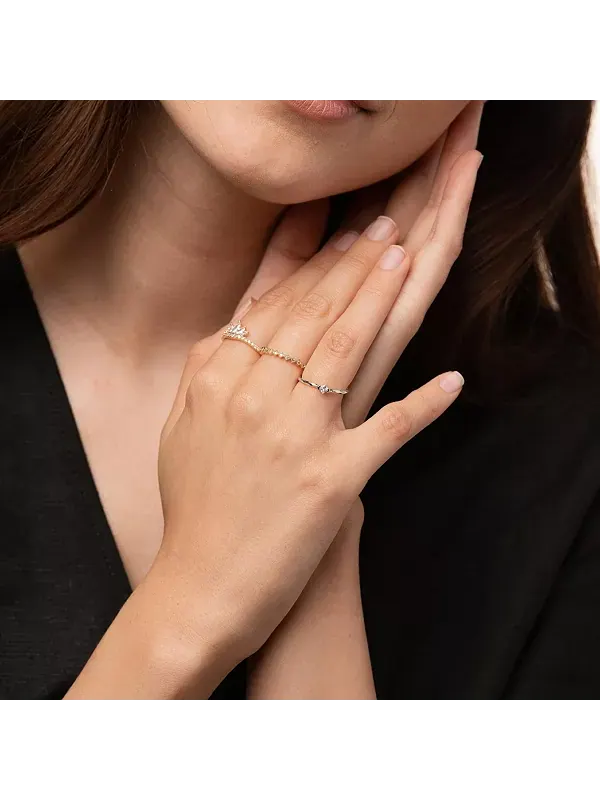 Тонкое кольцо с кристаллами, минималистичное, изящное, составное Bearfruit Jewelry — изображение 3 из 4, оттенок серебряный