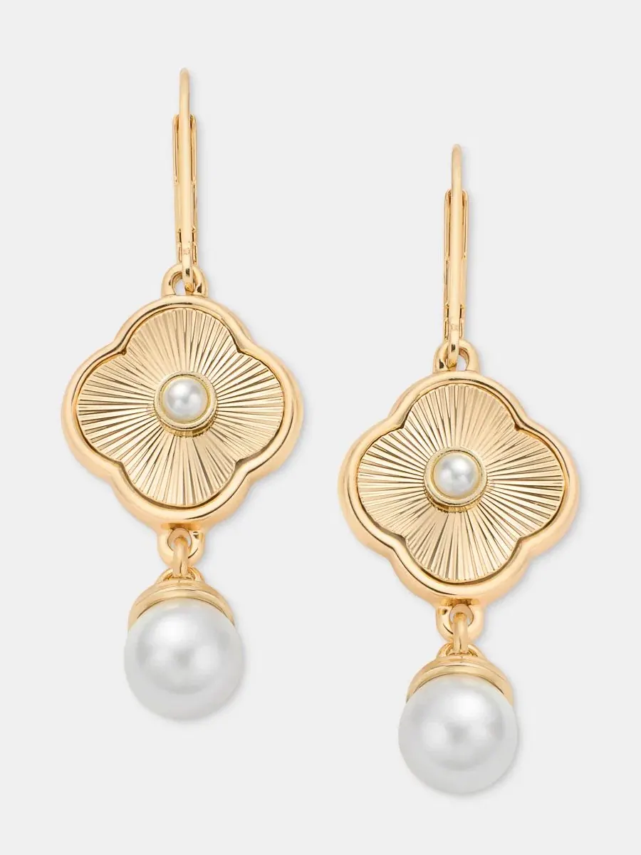 Серьги-подвески с жемчугом Anne Klein — изображение 1 из 4, оттенок серебристый