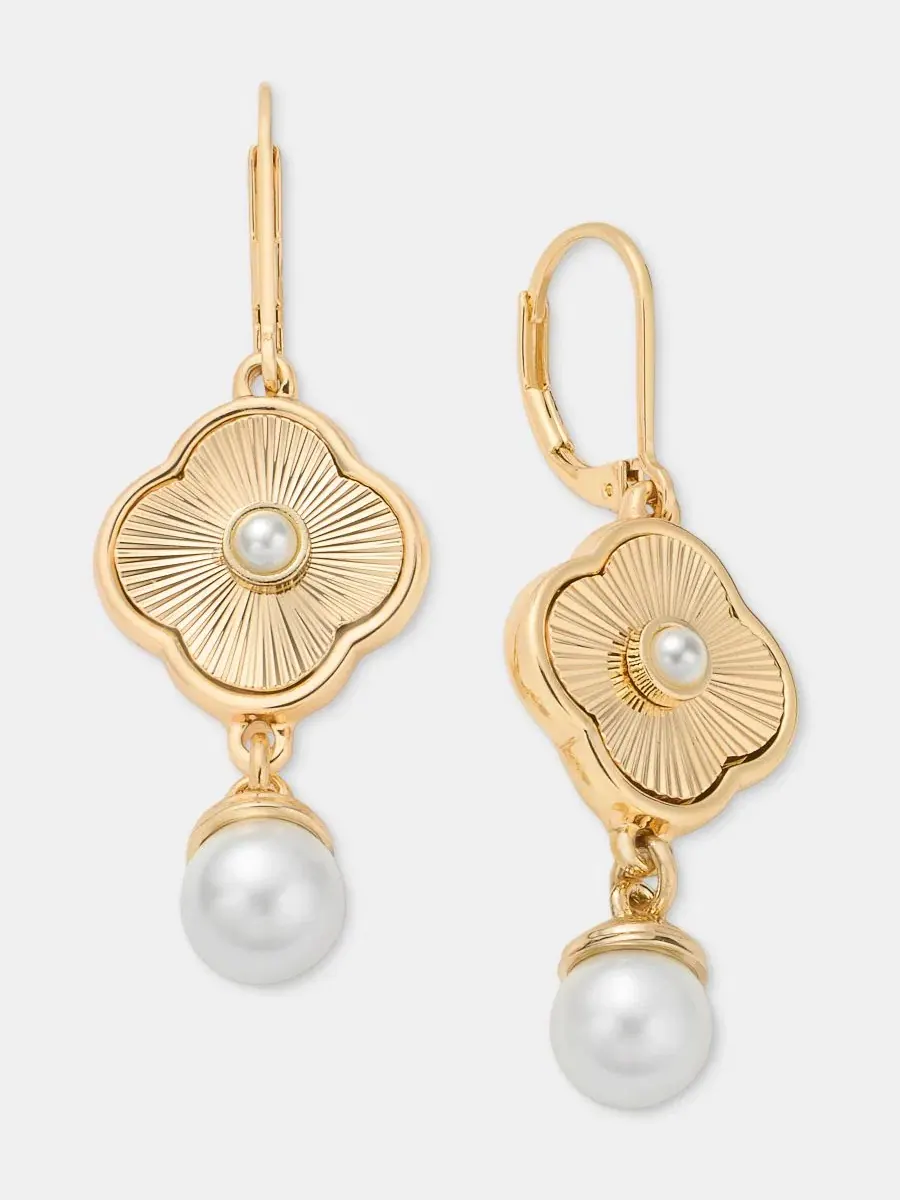 Серьги-подвески с жемчугом Anne Klein — изображение 2 из 4, оттенок серебристый