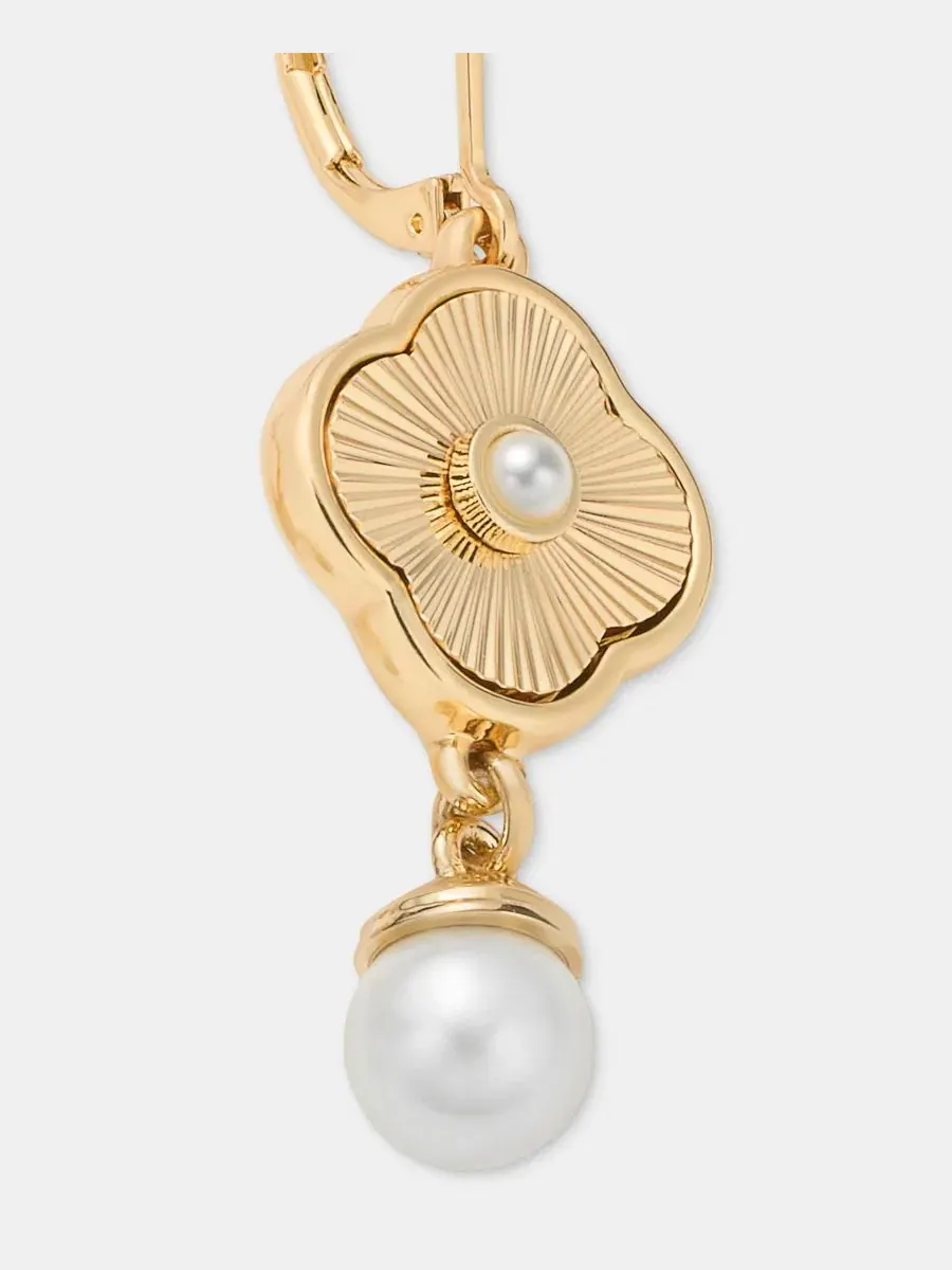 Серьги-подвески с жемчугом Anne Klein — изображение 4 из 4, оттенок серебристый