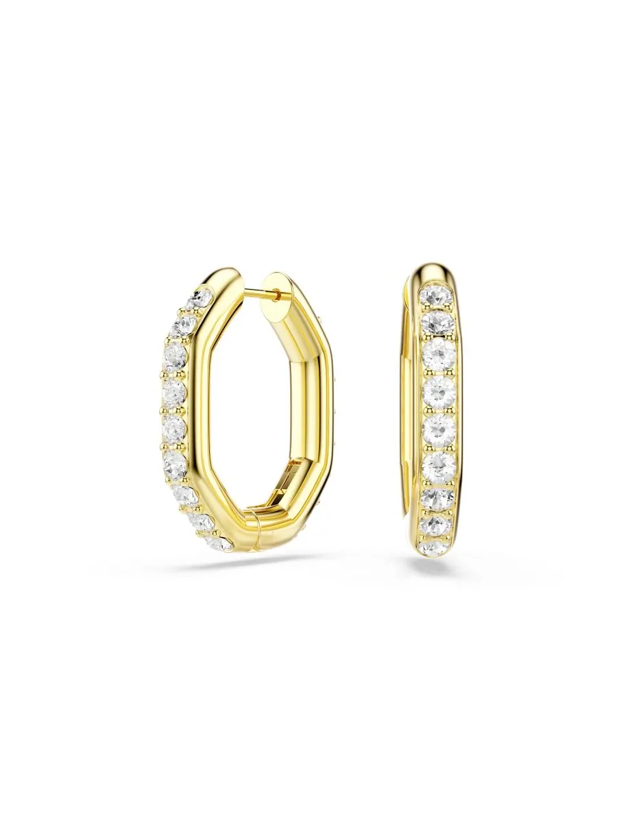 Серьги-кольца Dextera с родиевым покрытием Swarovski — изображение 1 из 6, оттенок золото