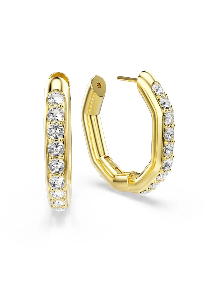 Серьги-кольца Dextera с родиевым покрытием Swarovski — изображение 3 из 6, оттенок золото