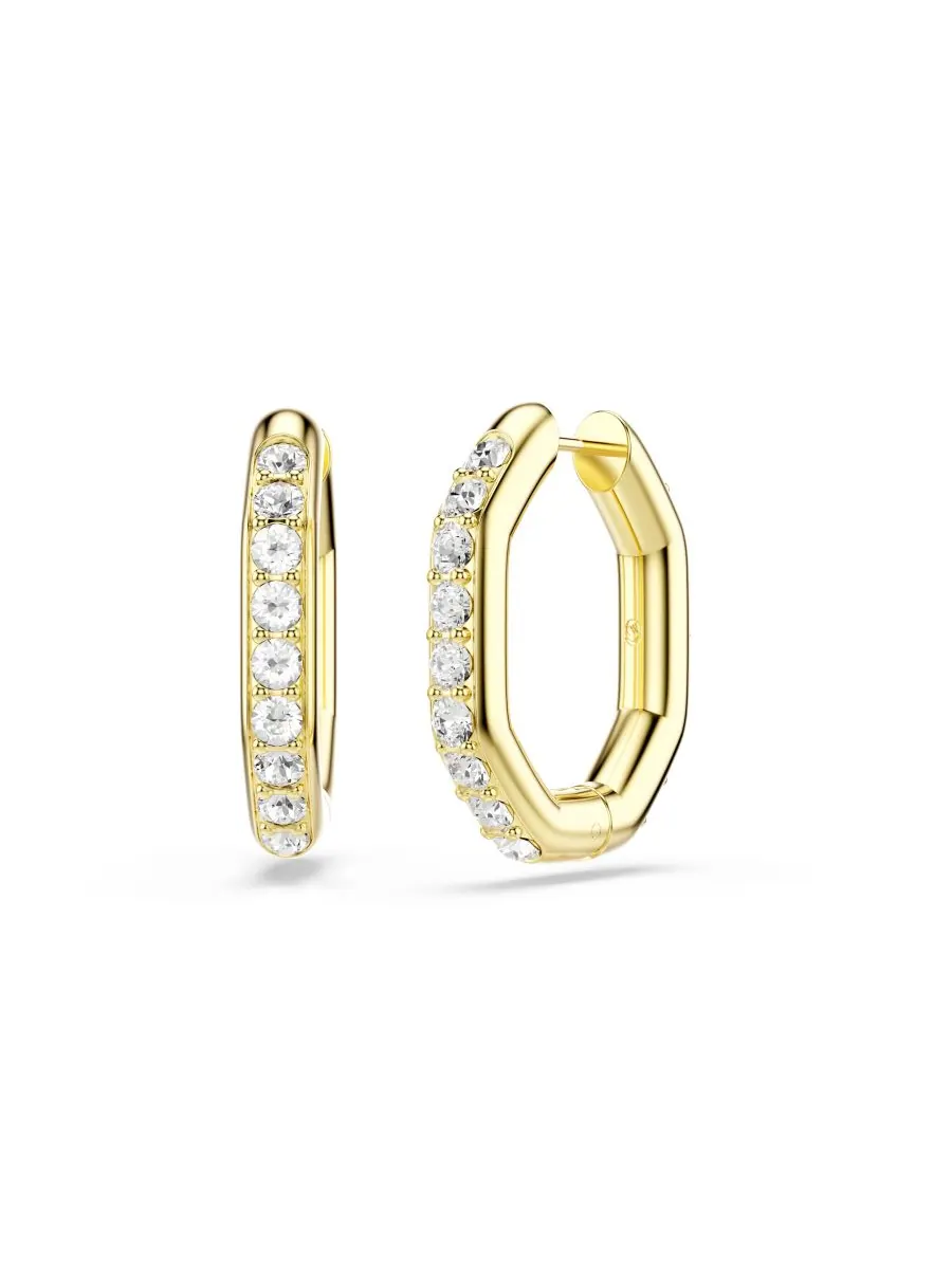 Серьги-кольца Dextera с родиевым покрытием Swarovski — изображение 4 из 6, оттенок золото