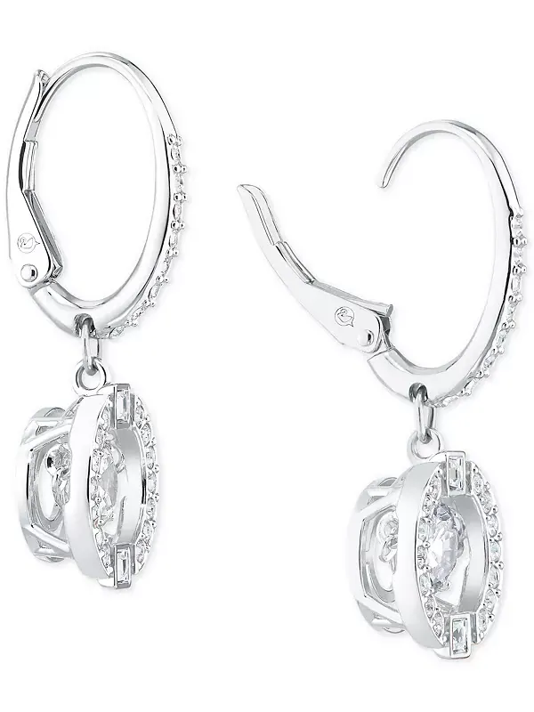 Серьги-Подвески с хрустальными клетками серебристого оттенка Swarovski — изображение 3 из 4, оттенок серебряный
