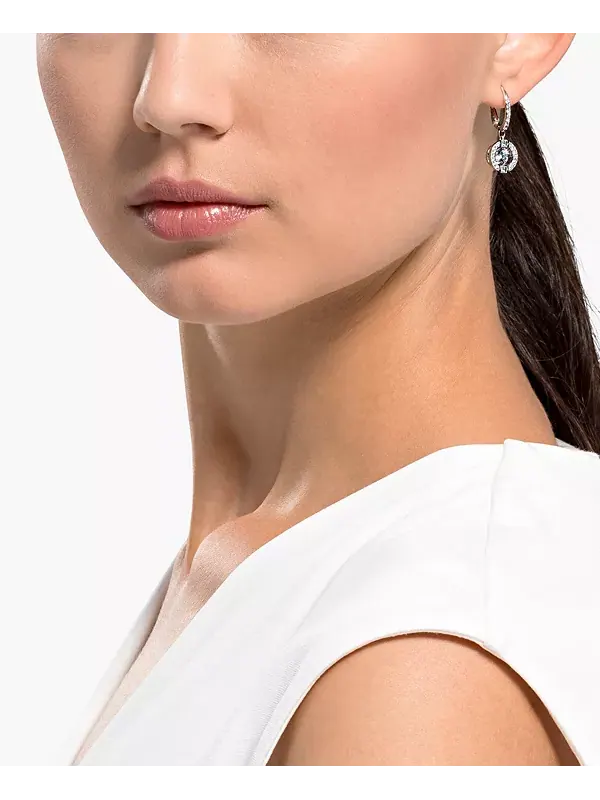 Серьги-Подвески с хрустальными клетками серебристого оттенка Swarovski — изображение 4 из 4, оттенок серебряный