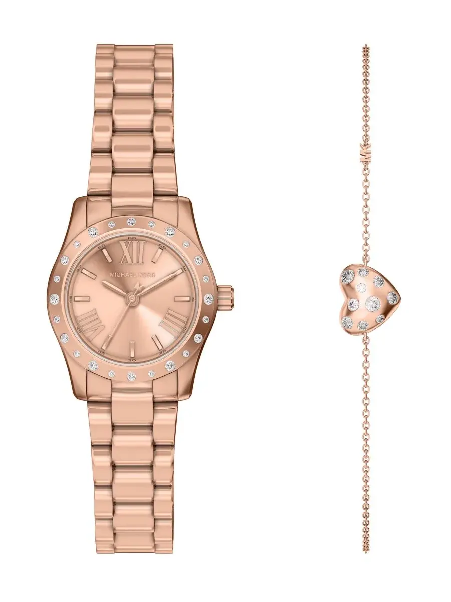 Женский набор часов и украшений Michael Kors Lexington, 26 мм — изображение 1 из 9, оттенок розовый золотистый