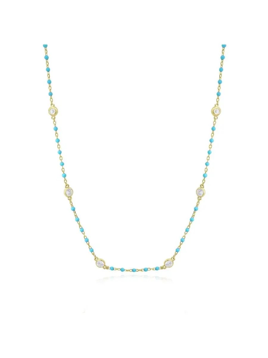 Колье с эмалевыми бусинами и фианитами, модель Light Enamel Bead CZ Chain The Lovery — изображение 1 из 3