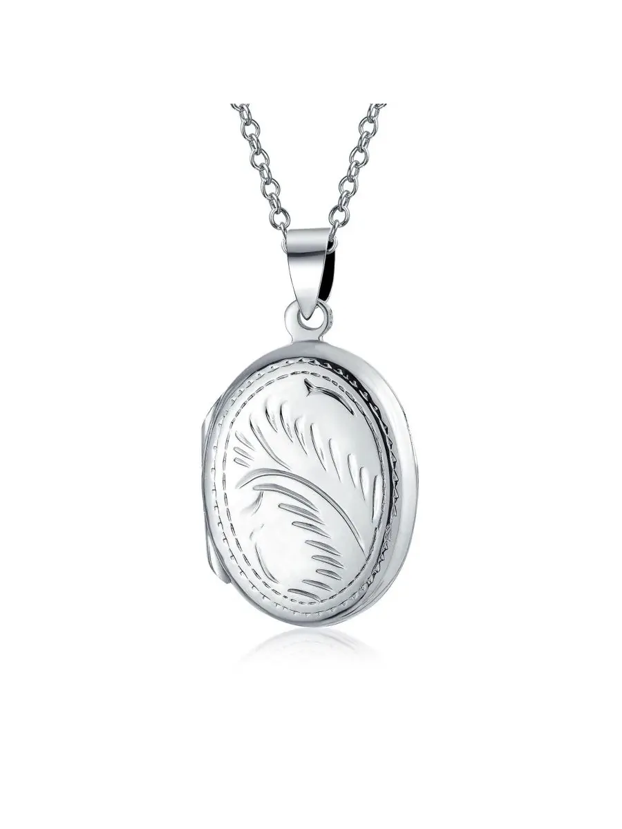 Кулон-медальон с фотографией Vintage Style Floral Leaf Design Oval Shape Photo Locket Necklace — изображение 1 из 5