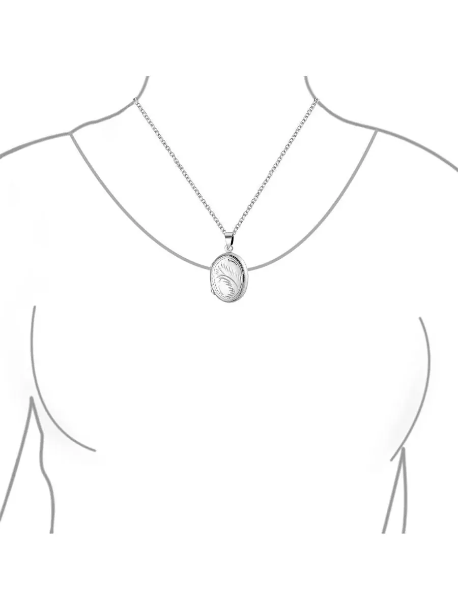 Кулон-медальон с фотографией Vintage Style Floral Leaf Design Oval Shape Photo Locket Necklace — изображение 2 из 5
