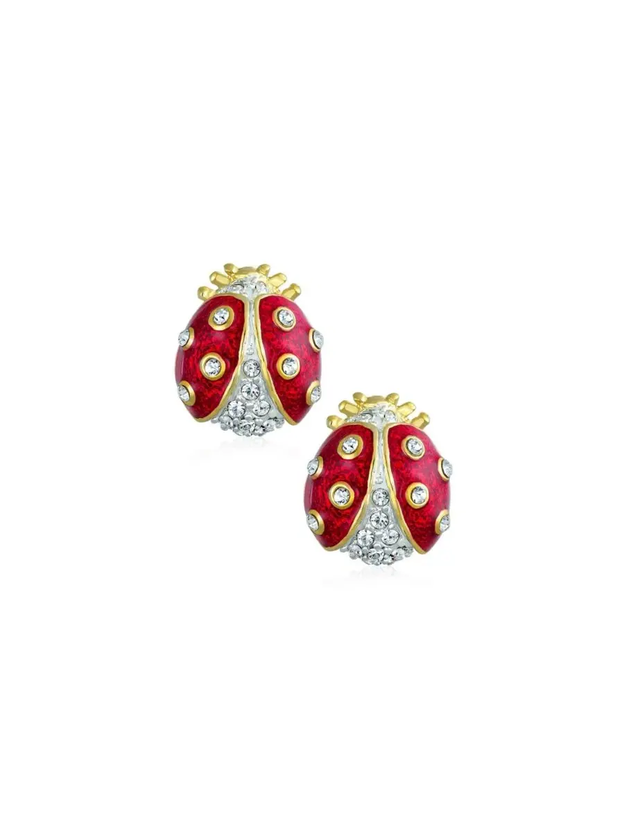Набор из 2 булавок-брошей с кристаллами и эмалью, золотое покрытие Bling Jewelry — изображение 1 из 4, оттенок красный