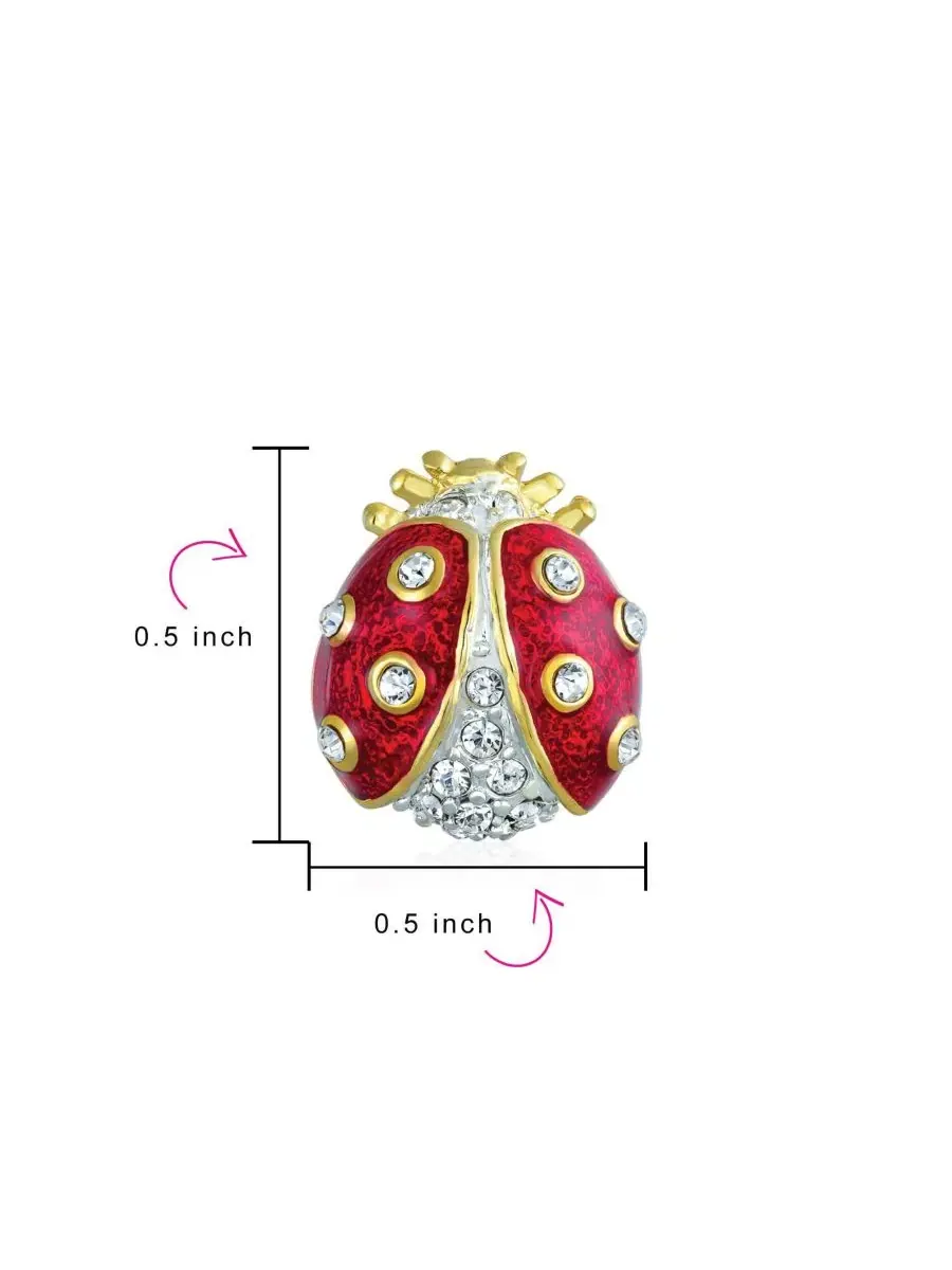 Набор из 2 булавок-брошей с кристаллами и эмалью, золотое покрытие Bling Jewelry — изображение 3 из 4, оттенок красный